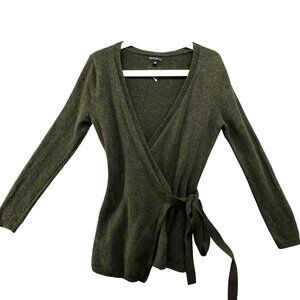 J. Crew Mercantile Wool Blend Wrap Sweater Womens S Olive Green Tie Waist